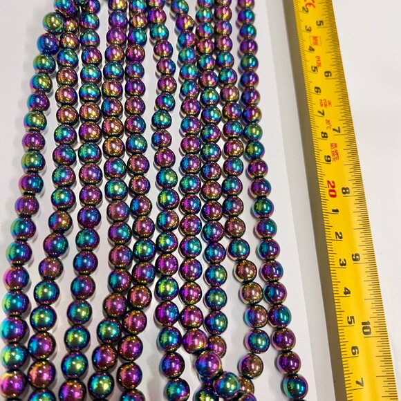 10 Pcs 8mm Round Multicolored Hematite Gemstone Beads for DIY Jewelry Making 16" - Picture 7 of 8